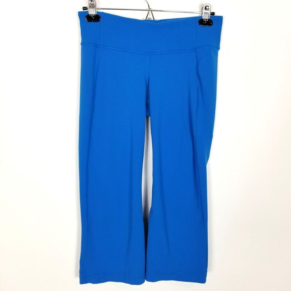 Lululemon Women Gather‎ & Crow Cropped Leggings Sz 8 Blue Athletic  Yoga Gym